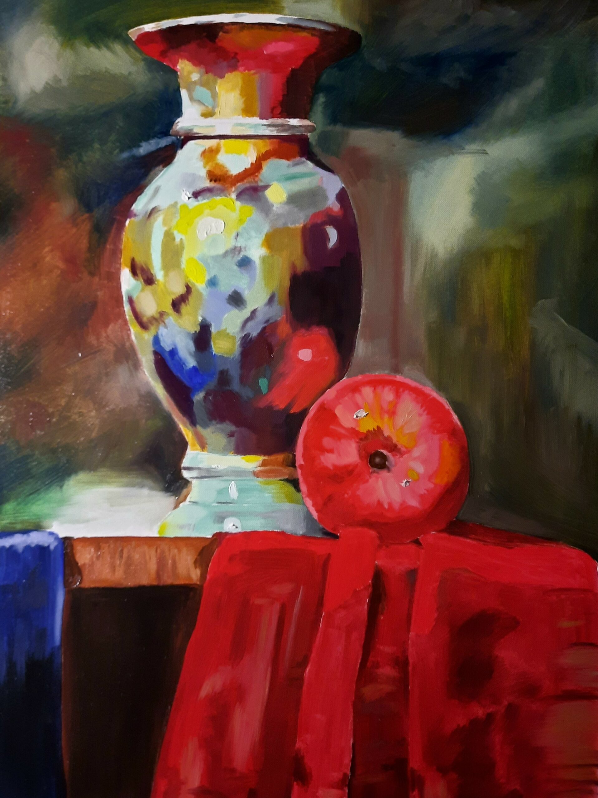 Vase mit Apfel